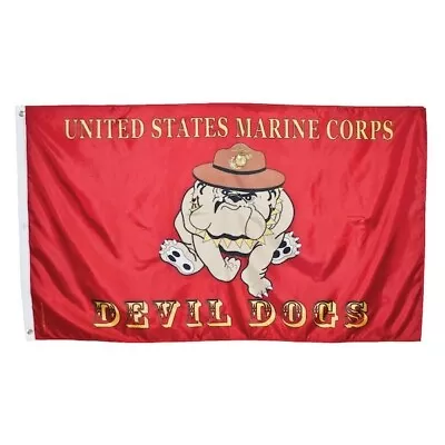 USMC Devil Dogs Flag- US Marine Corps EGA & Bulldog- 3'X5' (Made In USA) • $34.95