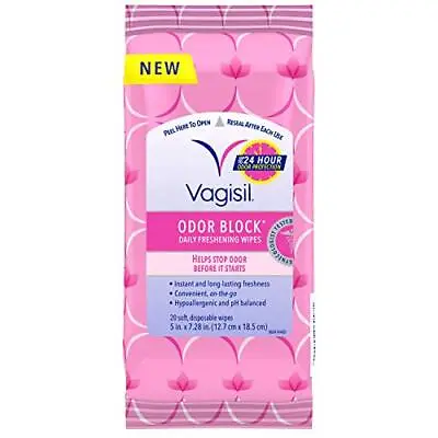 $3.90 • Buy Vagisil Odor Block Daily Freshening Wipes For Feminine Hygiene In Resealable ...