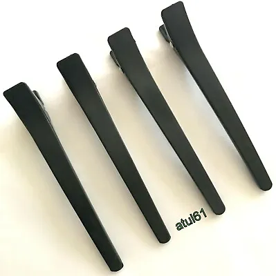 Pack Of 4 Black Plastic Hairdressing Duck Bill Alligator Clamps Hair Clips NEW • £3.39