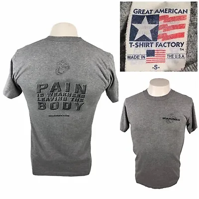 Marines Mens Small Shirt Gray Tee Vintage Single Stitch Made In USA Pain Is Weak • $33.32