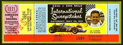 1 1971 INDIANAPOLIS INDY 500 AUTO RACING UNUSED FULL TICKET  Laminated  Reprint • $9