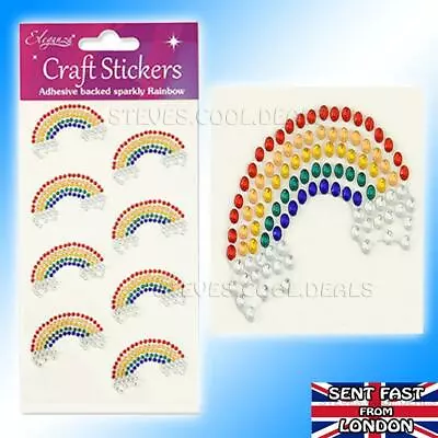 £1.95 • Buy RAINBOW STICKERS DIAMANTE GEMS Adhesive Backed Sparkly Rainbows Craft Sticker