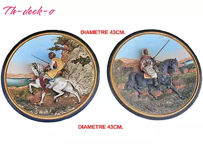 Johann Maresch 2 Large Dishes Orientalist Cavaliers Arabes D.43cm Pattern Protection • $737.51