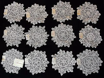 12 Vtg 5 1/2 -6  Hand Made Cotton Lace Doilies New Old Stock 1940's One Dozen • $5.99