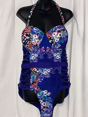 GREAT CONDITION WOMEN CORAL TROPICS BY APOLLO Swimwear - Deep Blue Lagoon Size 2 • $20