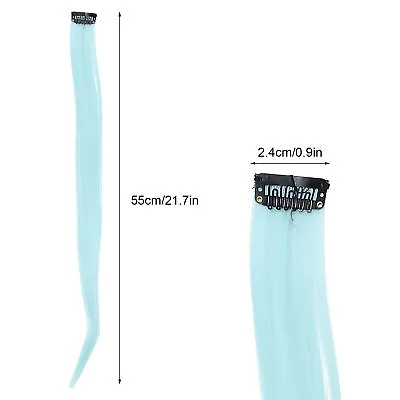 $6.09 • Buy (Cyan )Colored Clipin Hair Extensions Highlight Synthetic Party One Piece LJ4