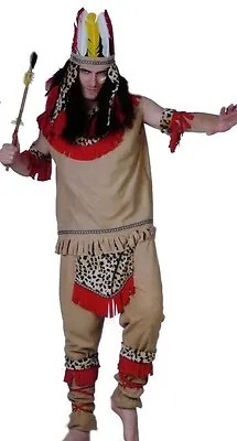 Men's Deluxe Indian Warrior / Brave 7 Piece Fancy Dress Costume - New & Sealed • £16.95