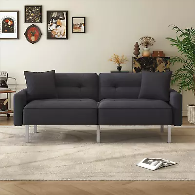 Modern Convertible Folding Futon Linen Upholstered Sofa Adjustable Positions Bed • $289.99