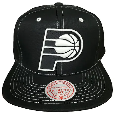 Indiana Pacers Mitchell & Ness NBA Snapback Hat 3D Logo Black White Cap NWT • $31.99