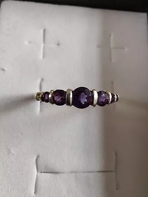 Sterling Silver Amethyst Ring Size K • £28