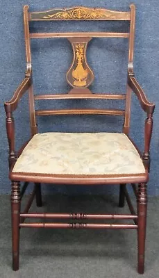 Edwardian Inlaid Mahogany Armchair • £245