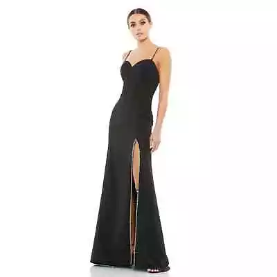 Ieena For Mac Duggal High Slit Crystal Sweetheart Gown Women’s 2 Black • $125