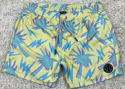 Maui And Sons Swim Trunks (XL) Yellow Blue Palm Trees • $14.98