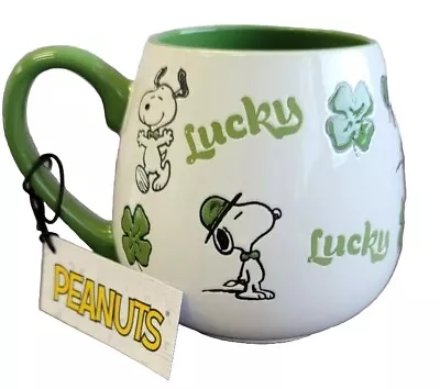 Peanuts St. Patrick's Day SNOOPY Lucky Four Leaf Clover 20 Oz Ceramic Mug NWT!  • $17