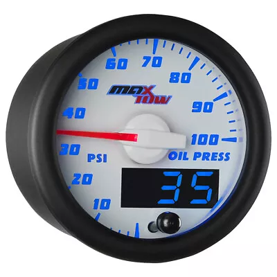 52mm White & Blue MaxTow Double Vision Oil Pressure Gauge • $114.99