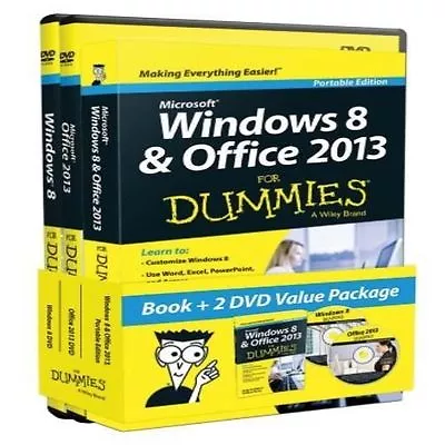 Windows 8 And Office 2013 For Dummies Book + 2 DVD Bundle Brand New Sealed  • $11.99