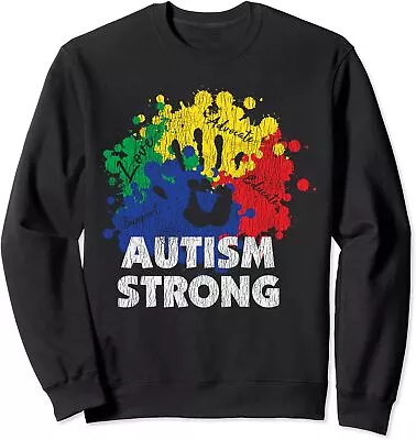 Vintage Autism Proud Strong Autistic Awareness Unisex Crewneck Sweatshirt • $28.99