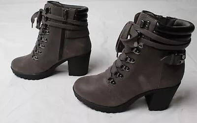 MIA Women's Brande Block Heeled Lace-Up Booties LV5 Gray Size US:9 • $34.99