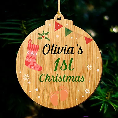 Personalised Babys First Christmas Bauble Xmas Tree Decoration For New Baby Kids • £3.99