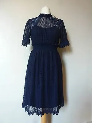 £34.91 • Buy TFNC London Vintage Inspired Lidia Lace Midi Dress Size 10 Uk NEW* RRP £65 Navy