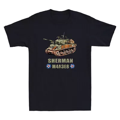 World War 2 Americans Tank M4 Sherman Memorabilia Vintage Men's Cotton T-Shirt • £14.99