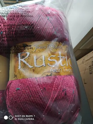 James Brett Rustic Tweed Aran With Wool Knitting Yarn 1x400g Dat51 Mauve  Mix • £14