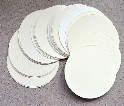 30 X 97mm Diameter Textured Cream Round Craft Card Cut -Outs NEW • £1.50