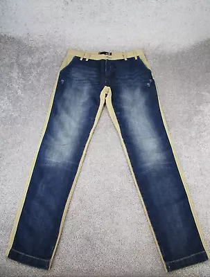 Love Moschino Pants Mens 36 Dark Wash Denim Front Khaki Chino Back Distressed  * • $59.99
