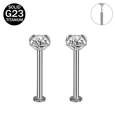 2 Pcs/Lot Titanium Steel Labret Stud CZ Lip Ring Ear Helix Conch Monroe Piercing • $14.17