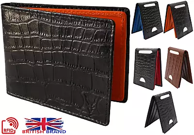 Mens Leather 13 Card Holder Case Wallet RFID Handmade Window ID Personalise Gift • £7.99