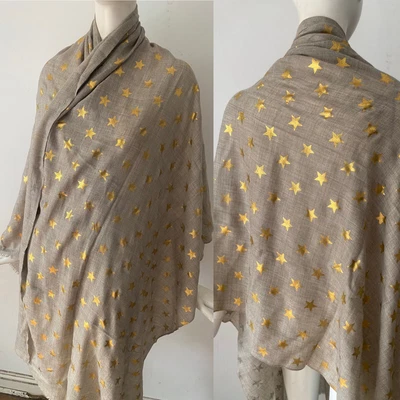 £34.99 • Buy Somerville Scarves Gold Star Beige Pure Cashmere Large Wrap Shawl Pashmina £110