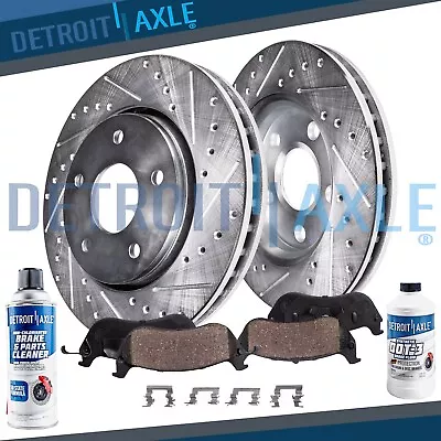 Front Drilled Disc Rotors + Ceramic Brake Pads For Chevy Impala Buick Lucerne • $106.01