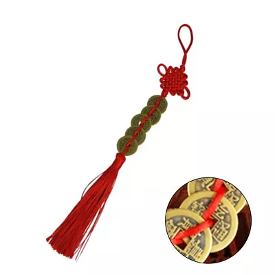 Handcrafted Copper Coin Feng Shui Car Hanging Decoration With Chinese Knot • £3.61