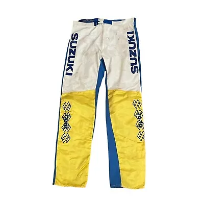 Vintage Suzuki Motocross Moto Racing Pants Sz 32 Yellow GEAR Enduro MX MXGP • $200