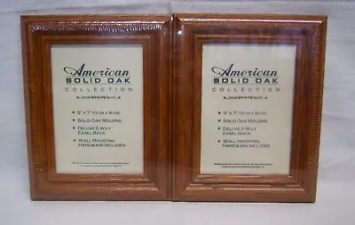 American Solid Oak 5x7 Picture Frame 2 Way Easel Back NEW Photo Holder Set Of 2 • £20.87