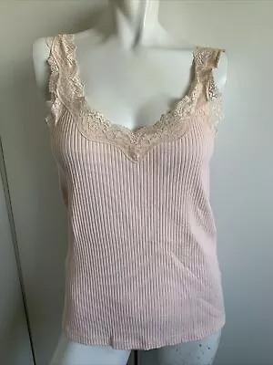 Women’s XL J.Crew Pink Ribbed Sweetheart Neck Tank Top Lace Straps • $9.99