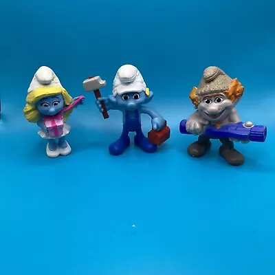 Lot Of 3 McDonalds 2013 Toy Smurfs Hackus Handy Smurfette Happy Meal • $7.99