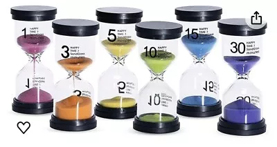 Kusmil Sand Timer Set Of 6 Sand Timers:  1/3/5/10/15/30 Mins • $5
