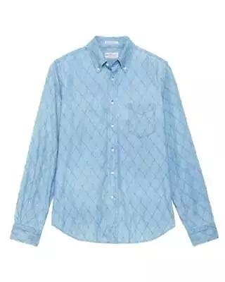 £74.45 • Buy GANT RUGGER Indigo Diamond Chambray Button Down 344310 Size Large NWT