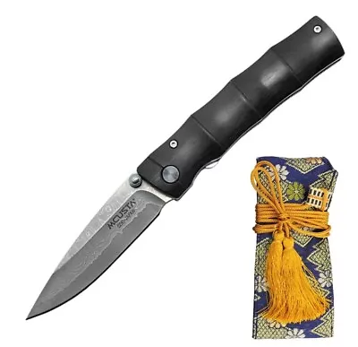 NEW MCUSTA SHINRA  Take  Damascus Steel MC-0076DP Folding Knife Black Japan • $180.16