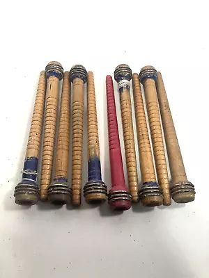 Wood Bobbins Spools Wooden Industrial Style Spindles 8.75  Wooden Quills Lot-10: • $18