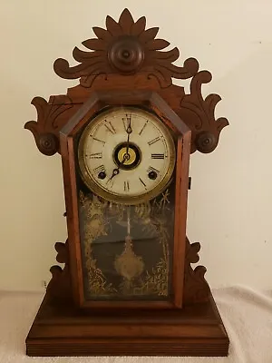 Antique Working 1870's E.N. WELCH Victorian Walnut Parlor Mantel Clock W/ Alarm • $174.99