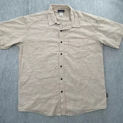 Patagonia Shirt Adult Extra Large Tan Button Up Hemp Cotton Short Sleeve Mens XL • $27.96