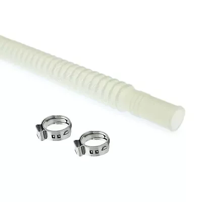 QFS 8mm/8mm/420mm Corrugated PTFE Flexible Fuel Pump Hose Line E85/Gas + Clamps • $9.98