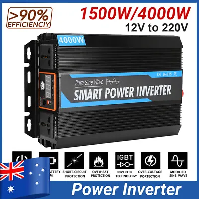 Power Inverter Pure Sine Wave 4000W 12V-240V Car Camping DC To AC Converter AU • $119.98