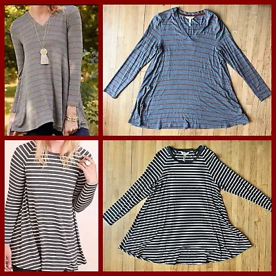 LOT (2) Matilda Jane Womens Sz Small S 4-6  Striped Swing Tunic Tops Shirts EUC • $14.99