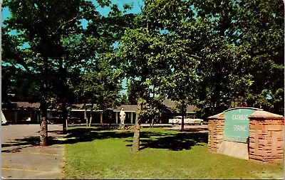 Catholic Shrine Lily Mohawks Indian River Michigan MI Postcard VTG UNP Curteich  • $2.75