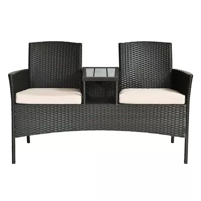 Outdoor Wicker Patio Loveseat Chair With Table • $405