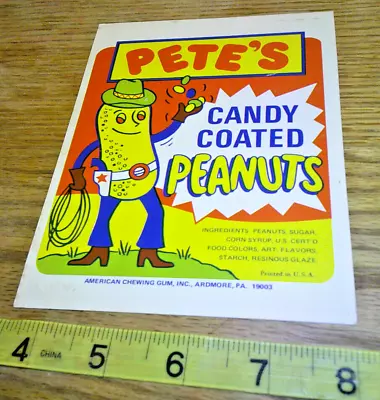 Original Vintage Gumball Machine Display Pete's Candy Coated Peanuts Card • $9