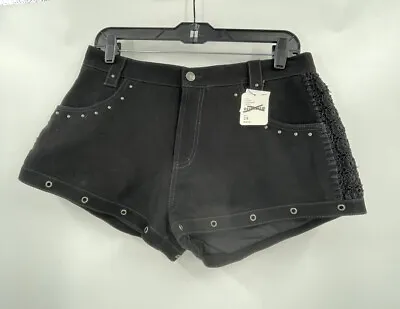 Free People Ready To Rock Micro Suede Shorts Studded 100% Leather Size 28 • $124.99